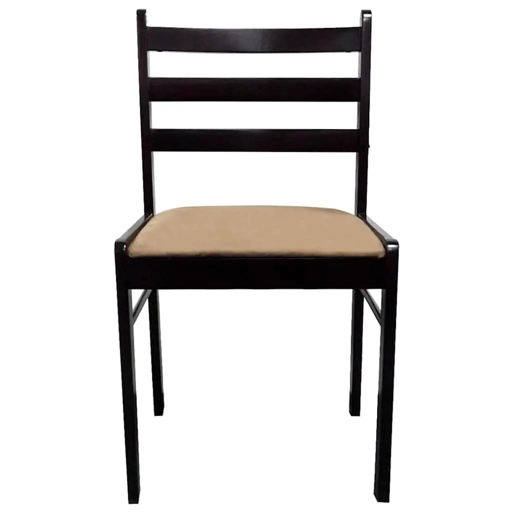 Dining Chairs Set of 2 Brown Rubberwood Kitchen Seating Padded Velvet Seat