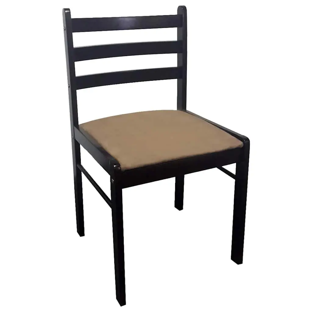 Dining Chairs Set of 2 Brown Rubberwood Kitchen Seating Padded Velvet Seat