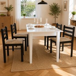 Dining Chairs Set of 4 Kitchen Seating Brown Wooden Frame Padded Velvet Seat