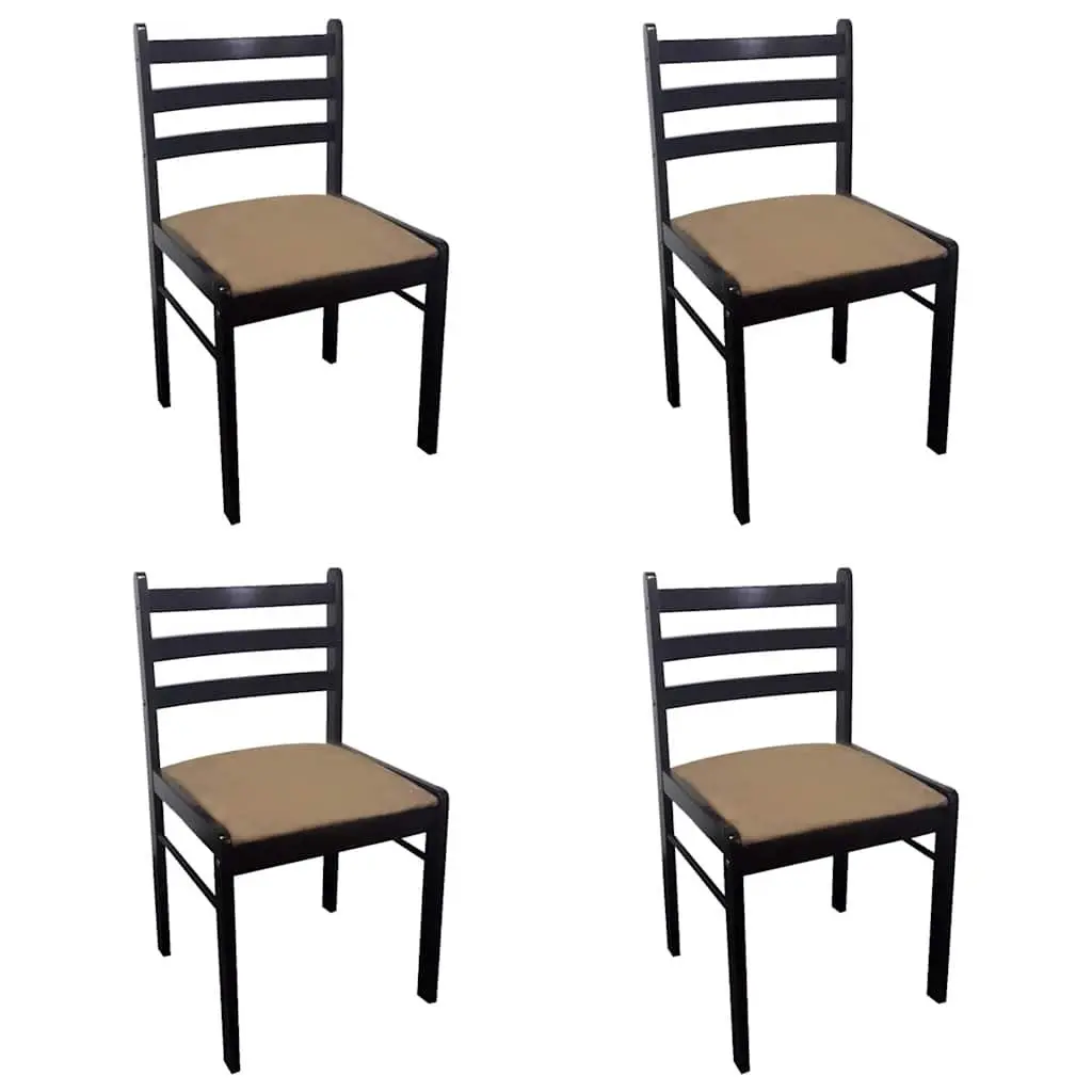 Dining Chairs Set of 4 Kitchen Seating Brown Wooden Frame Padded Velvet Seat