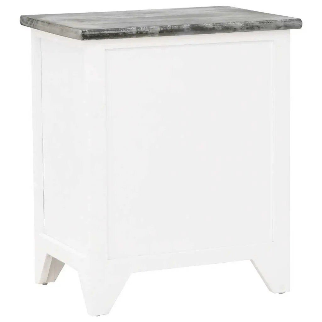 Bedside Table Set 2 pcs with Drawers Grey White Nightstand Cabinet Storage