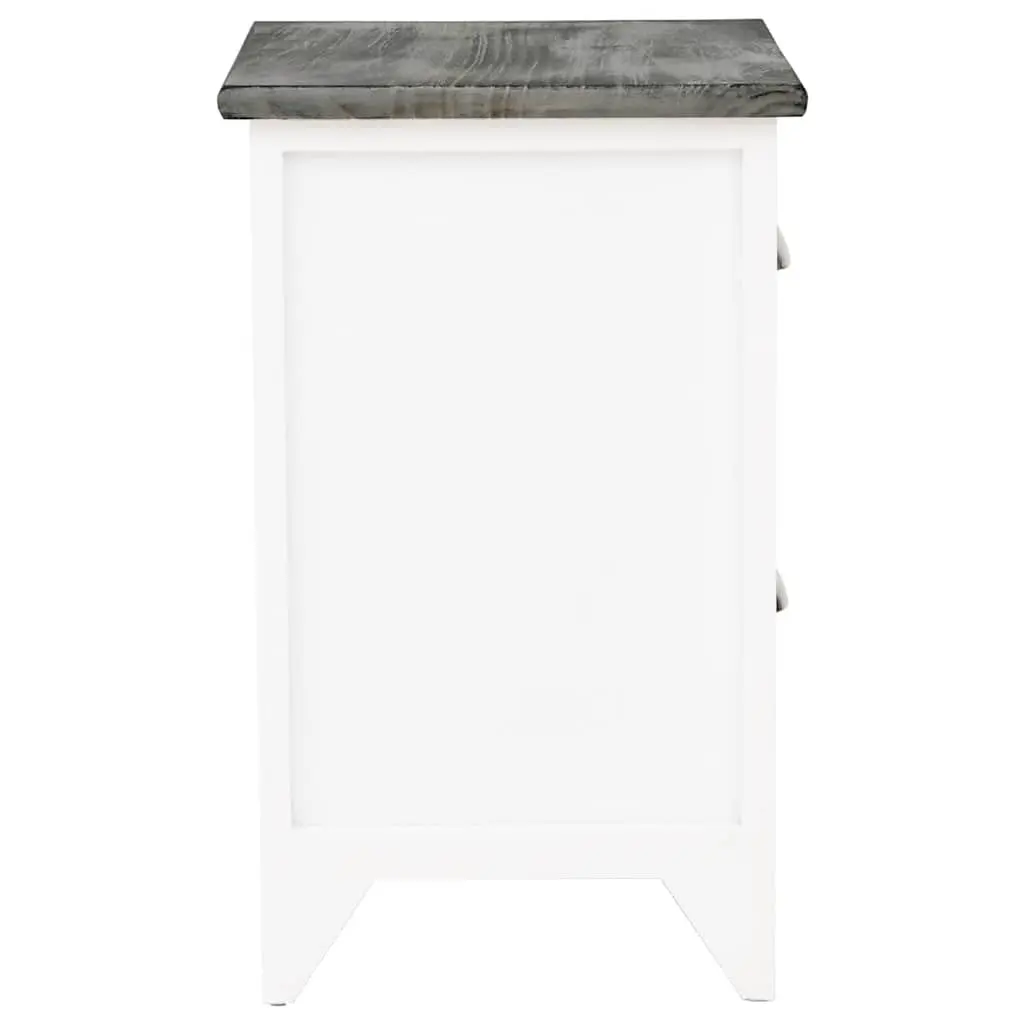 Bedside Table Set 2 pcs with Drawers Grey White Nightstand Cabinet Storage