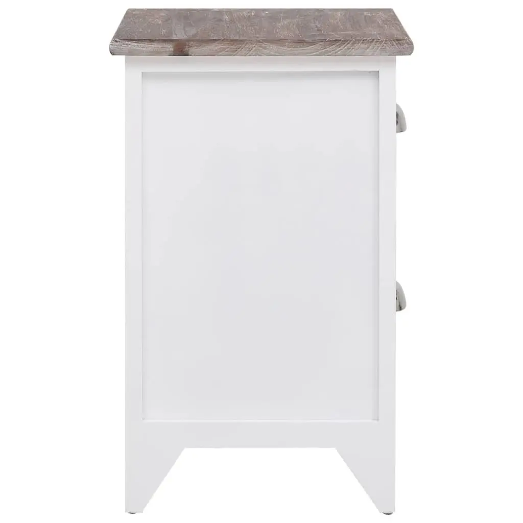 Bedside Nightstand Cabinets 2 Drawers Storage Tables Brown White Bedroom