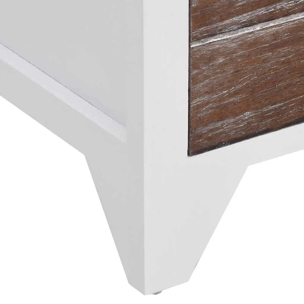 Bedside Nightstand Cabinets 2 Drawers Storage Tables Brown White Bedroom