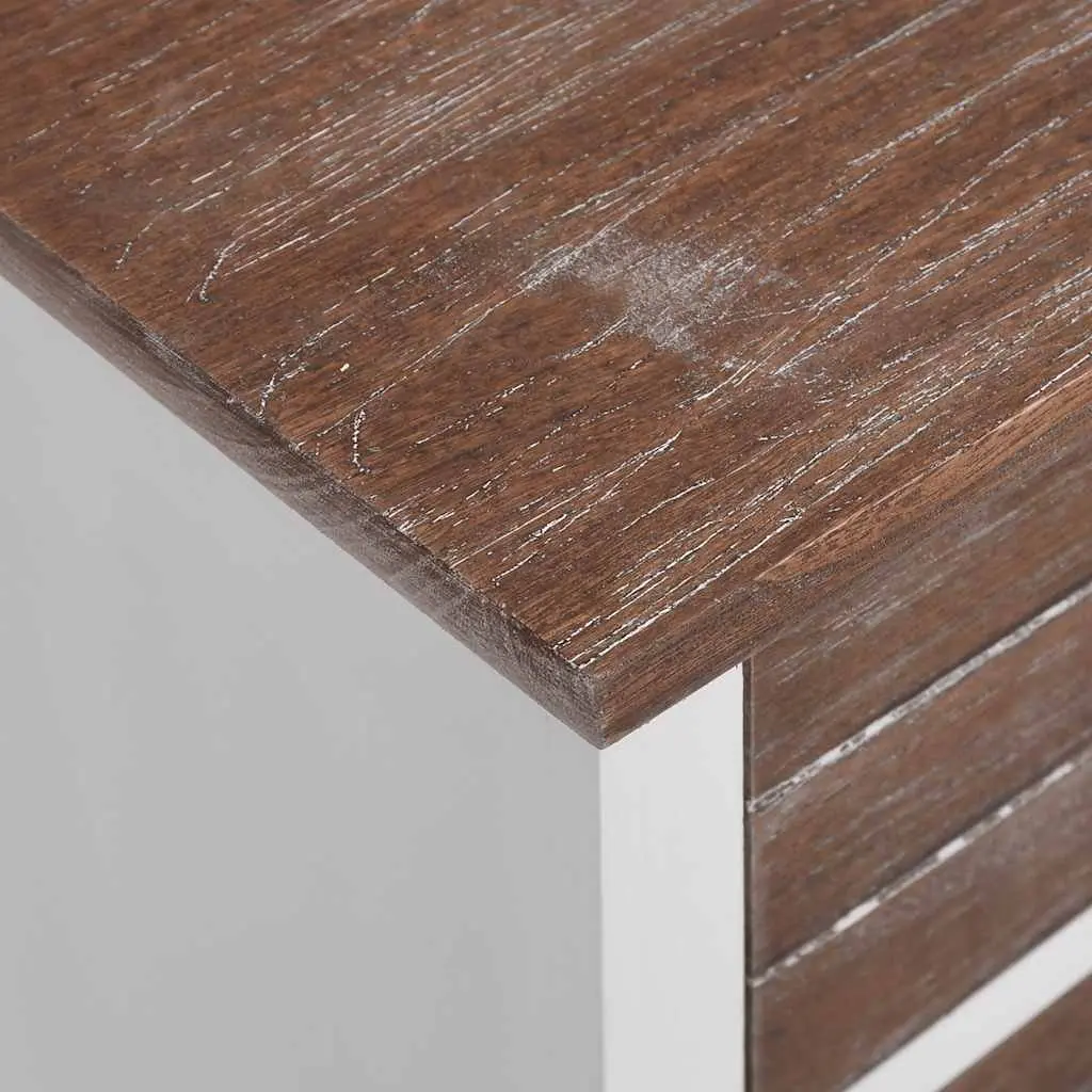 Bedside Nightstand Cabinets 2 Drawers Storage Tables Brown White Bedroom
