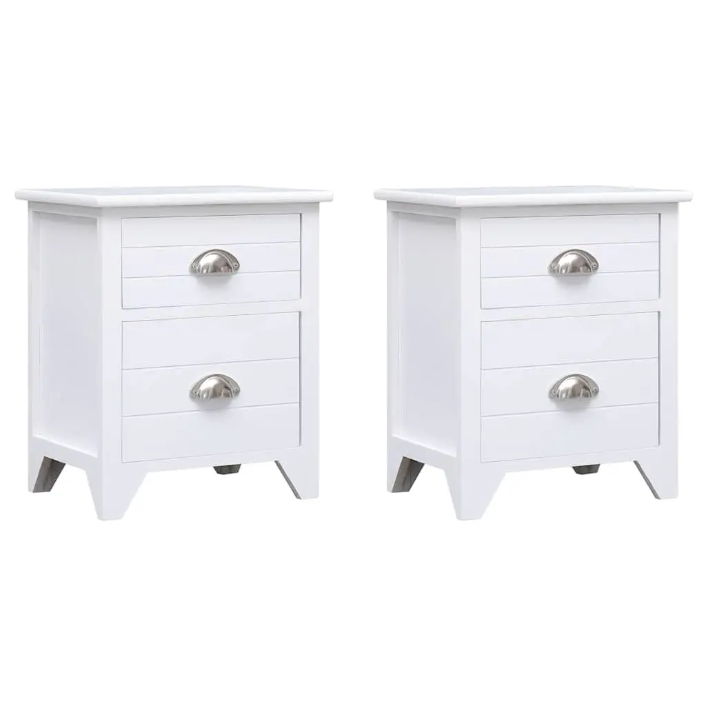 Bedside Tables Set of 2 White Nightstands with Drawers Storage