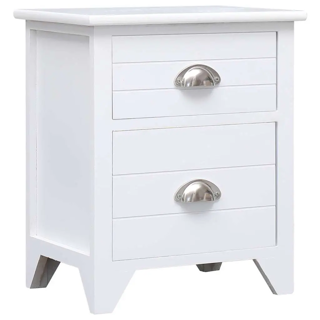Bedside Tables Set of 2 White Nightstands with Drawers Storage