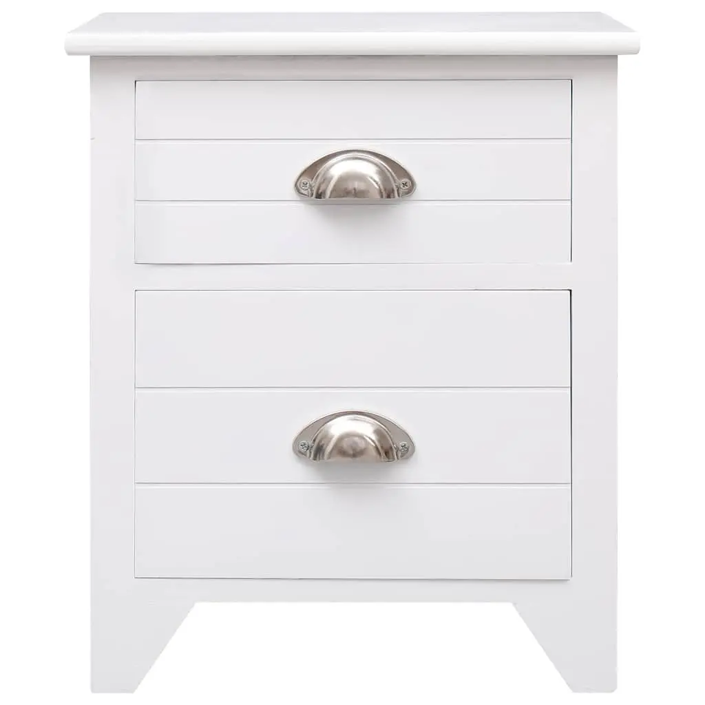 Bedside Tables Set of 2 White Nightstands with Drawers Storage
