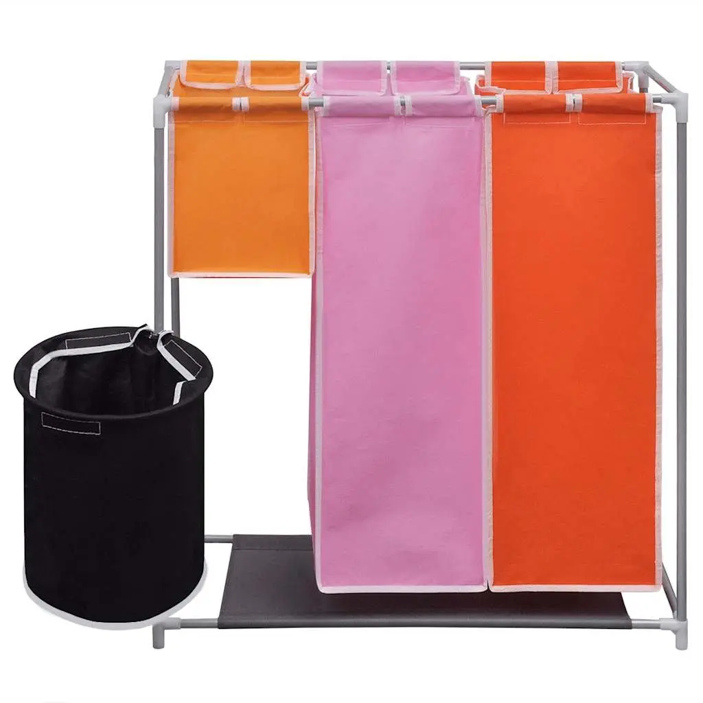 3-Section Laundry Sorter Hamper Organiser Multicolour