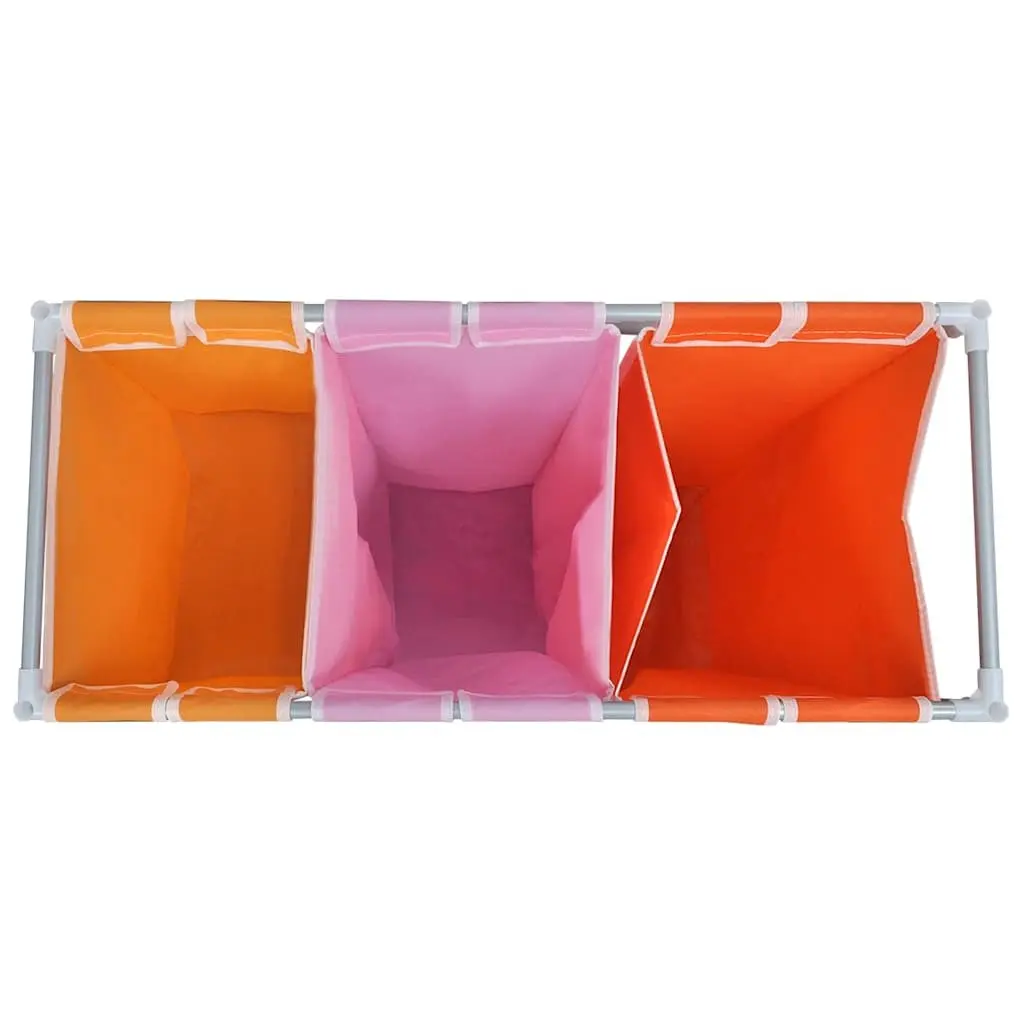 3-Section Laundry Sorter Hamper Organiser Multicolour