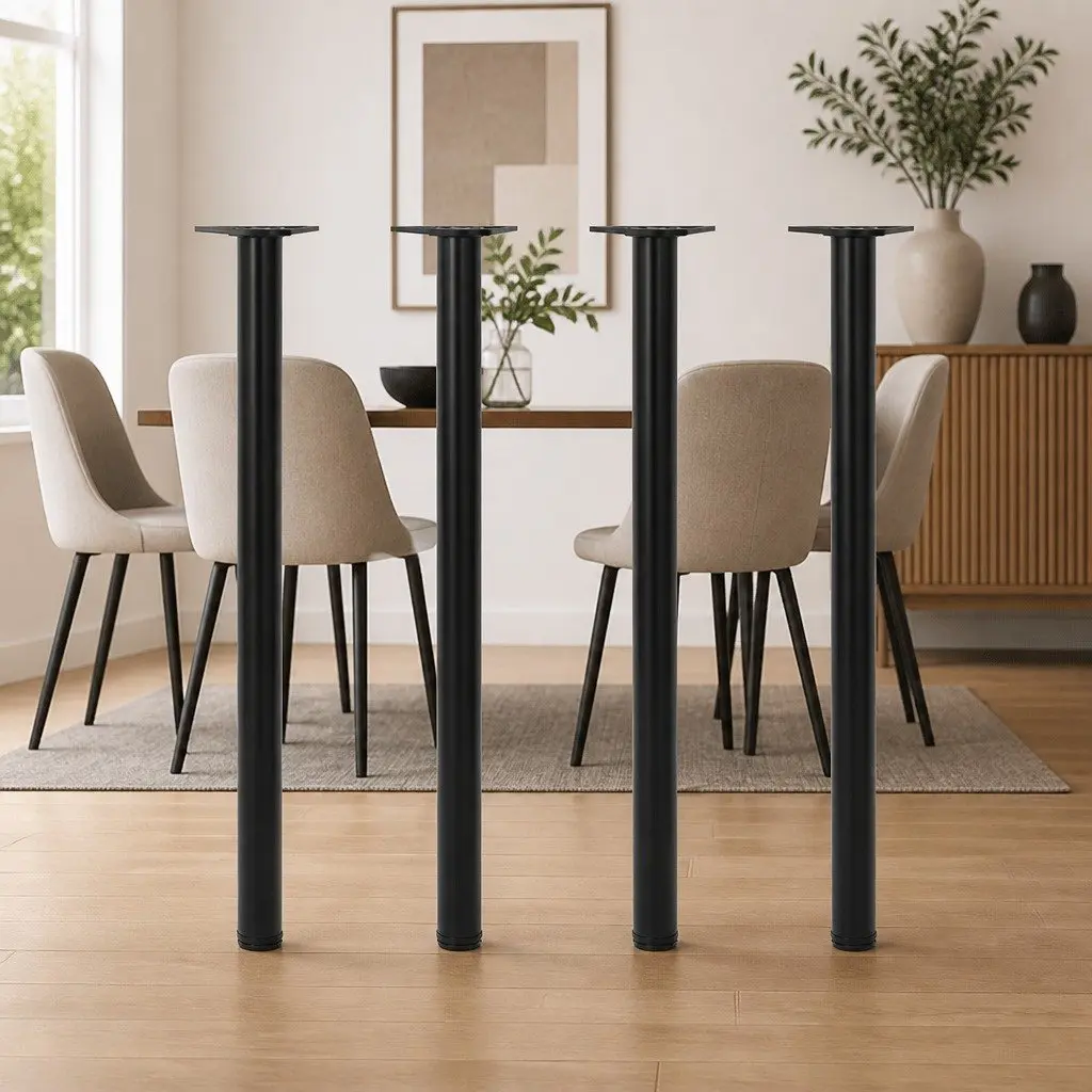 Table Legs Adjustable Replacement 870mm Black Set 4 Pieces