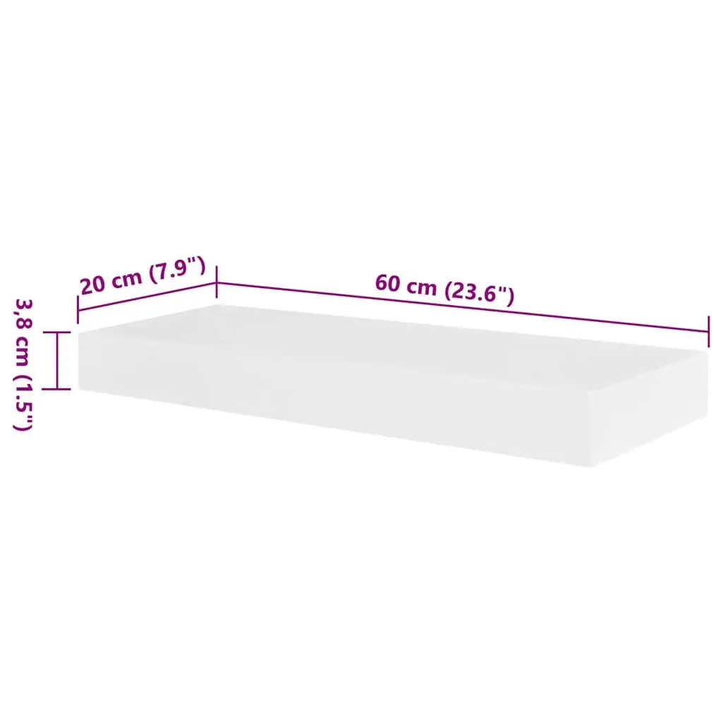 Wall Display Shelves White Set of 2 Floating Shelves Book Storage Home Decor