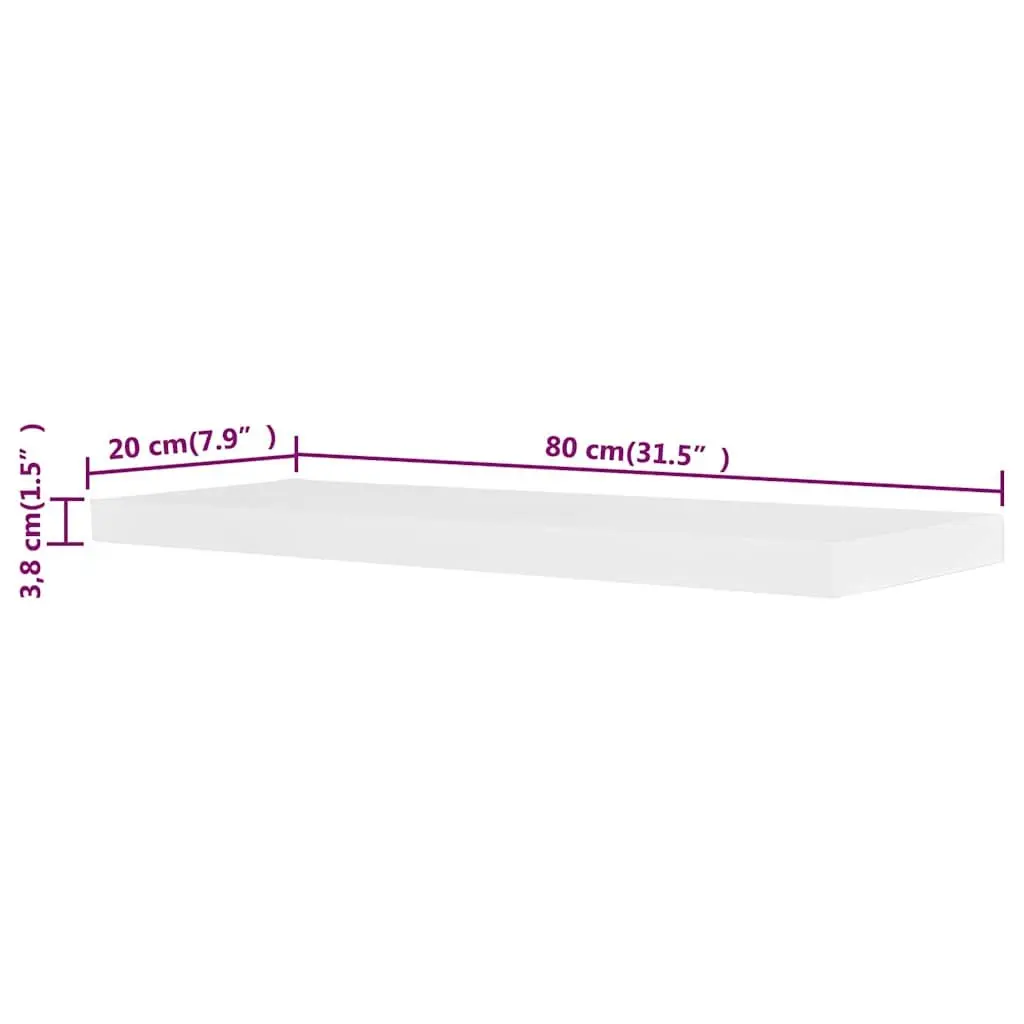 MDF Floating Wall Display Shelves Set of 2 Book DVD Storage White