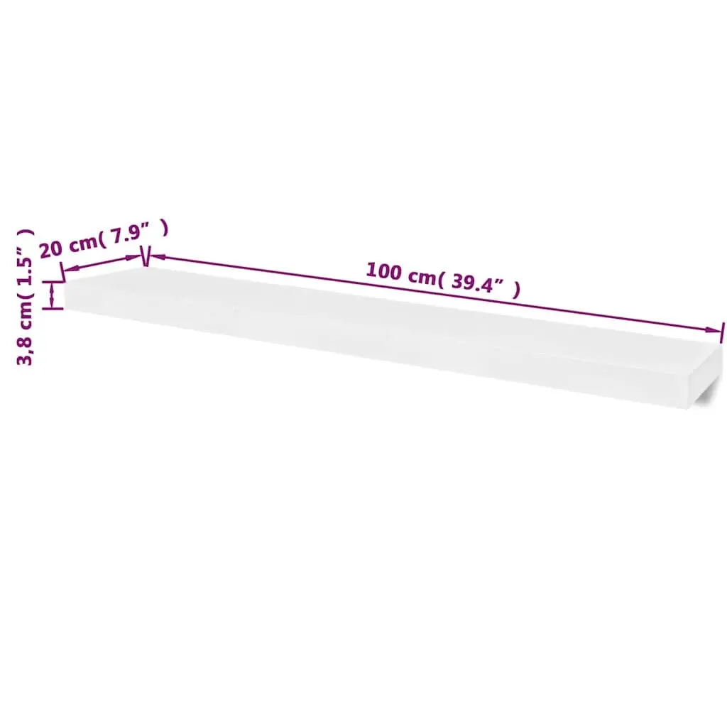 White Floating Wall Shelves Set of 2 Display Storage Book DVD Ledge Shelf