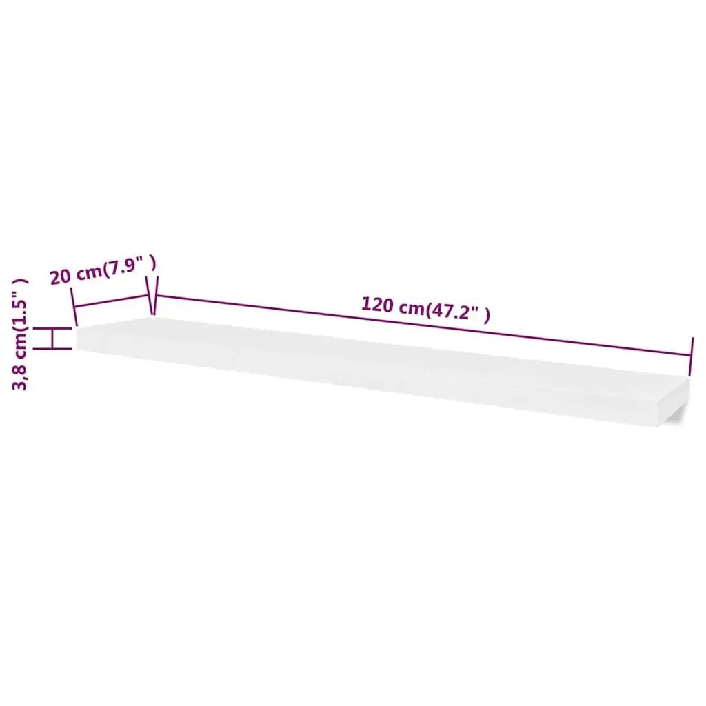 Floating Wall Shelves Display Storage 2 Piece White MDF