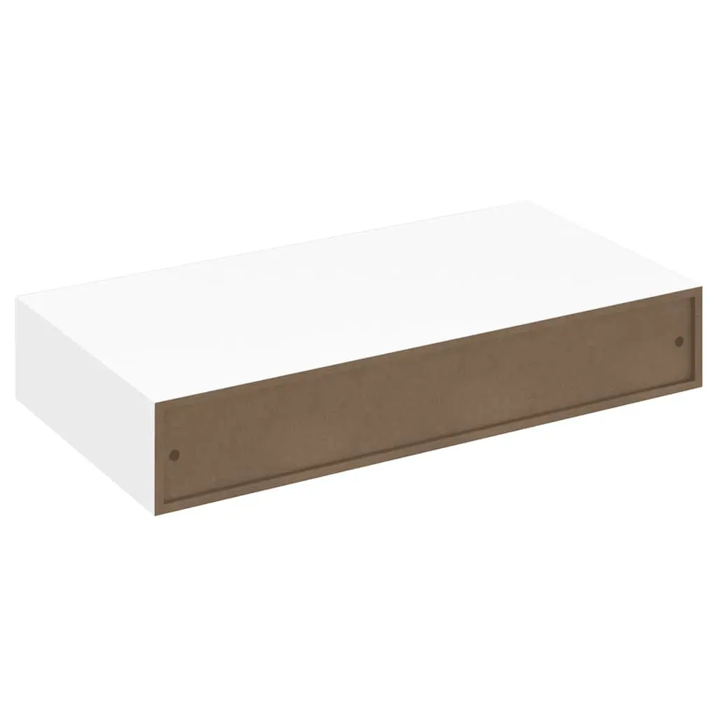 White Floating Shelf with Drawer for Small Items