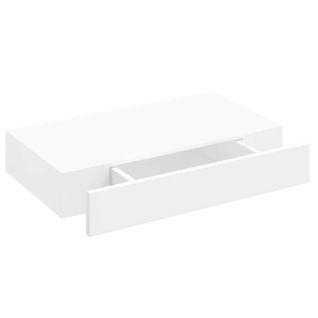 White Floating Shelf with Drawer for Small Items