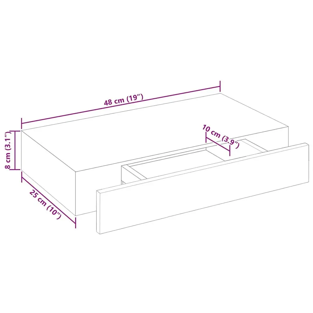 White Floating Shelf with Drawer for Small Items