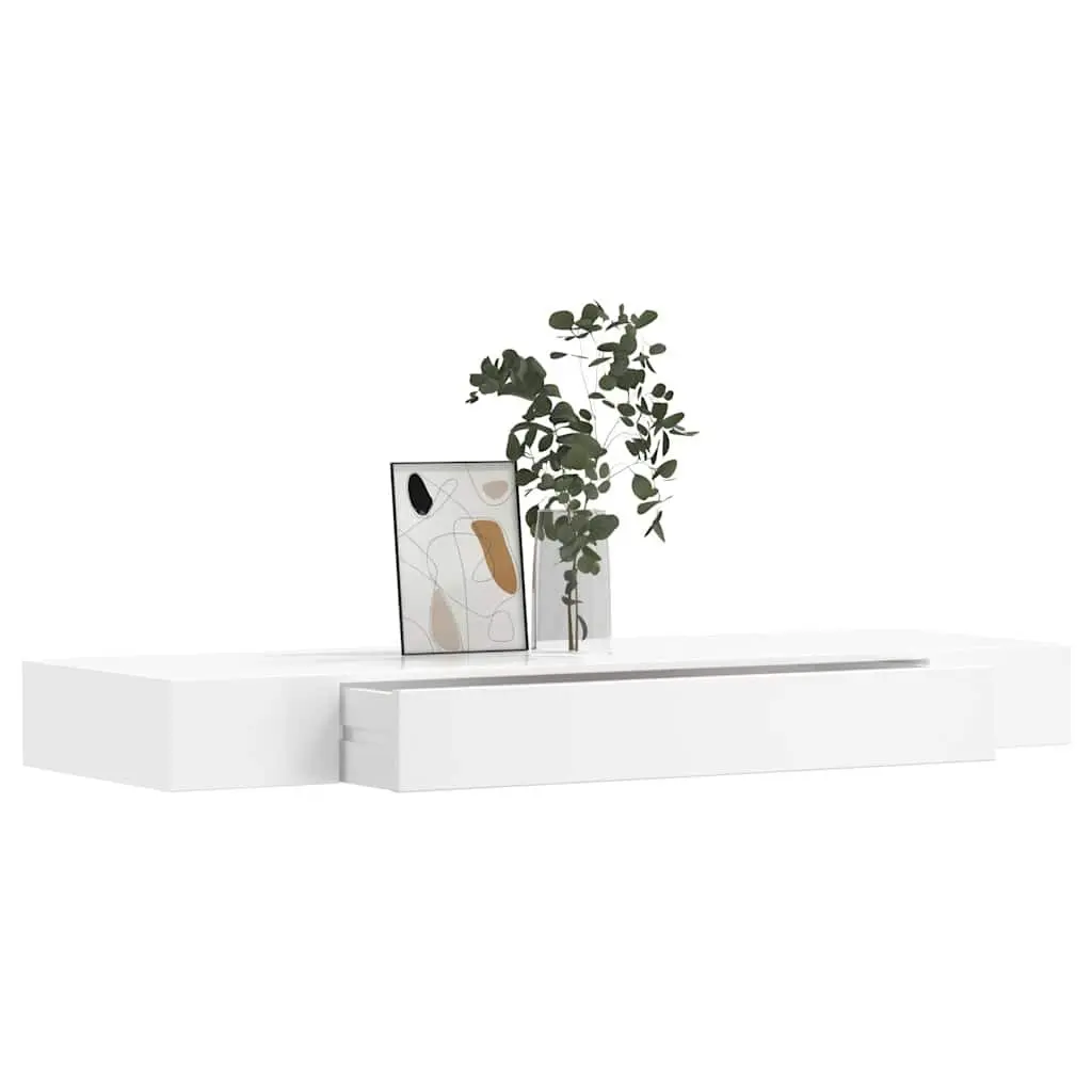 White Wall Shelf with Drawer Storage