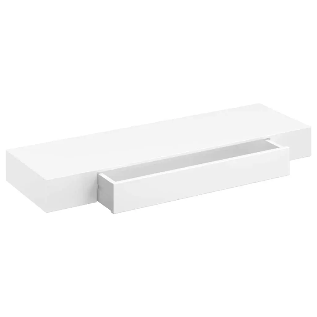 White Wall Shelf with Drawer Storage