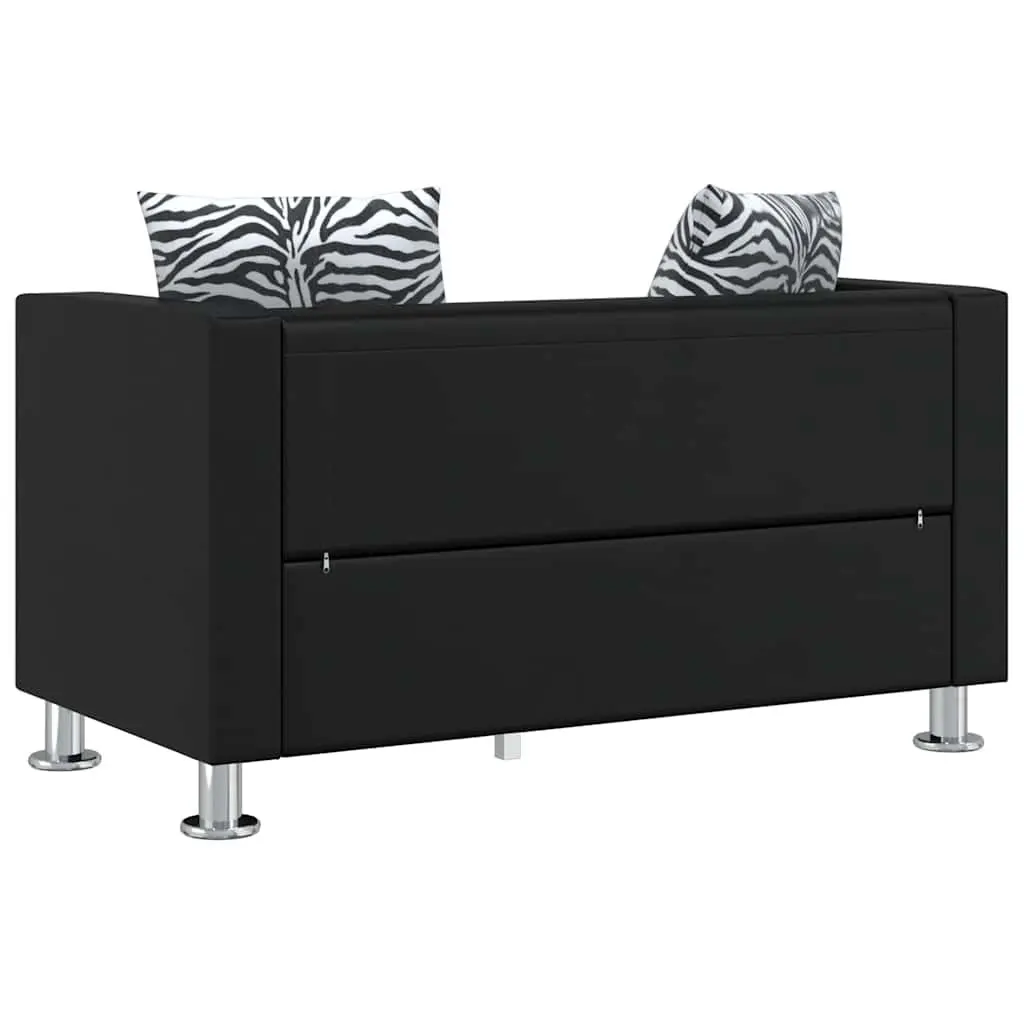 2-Seater Sofa Black Artificial Leather Compact Living Room Furniture