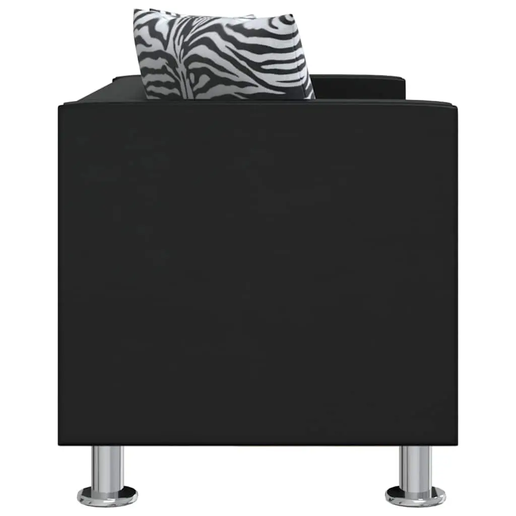 2-Seater Sofa Black Artificial Leather Compact Living Room Furniture