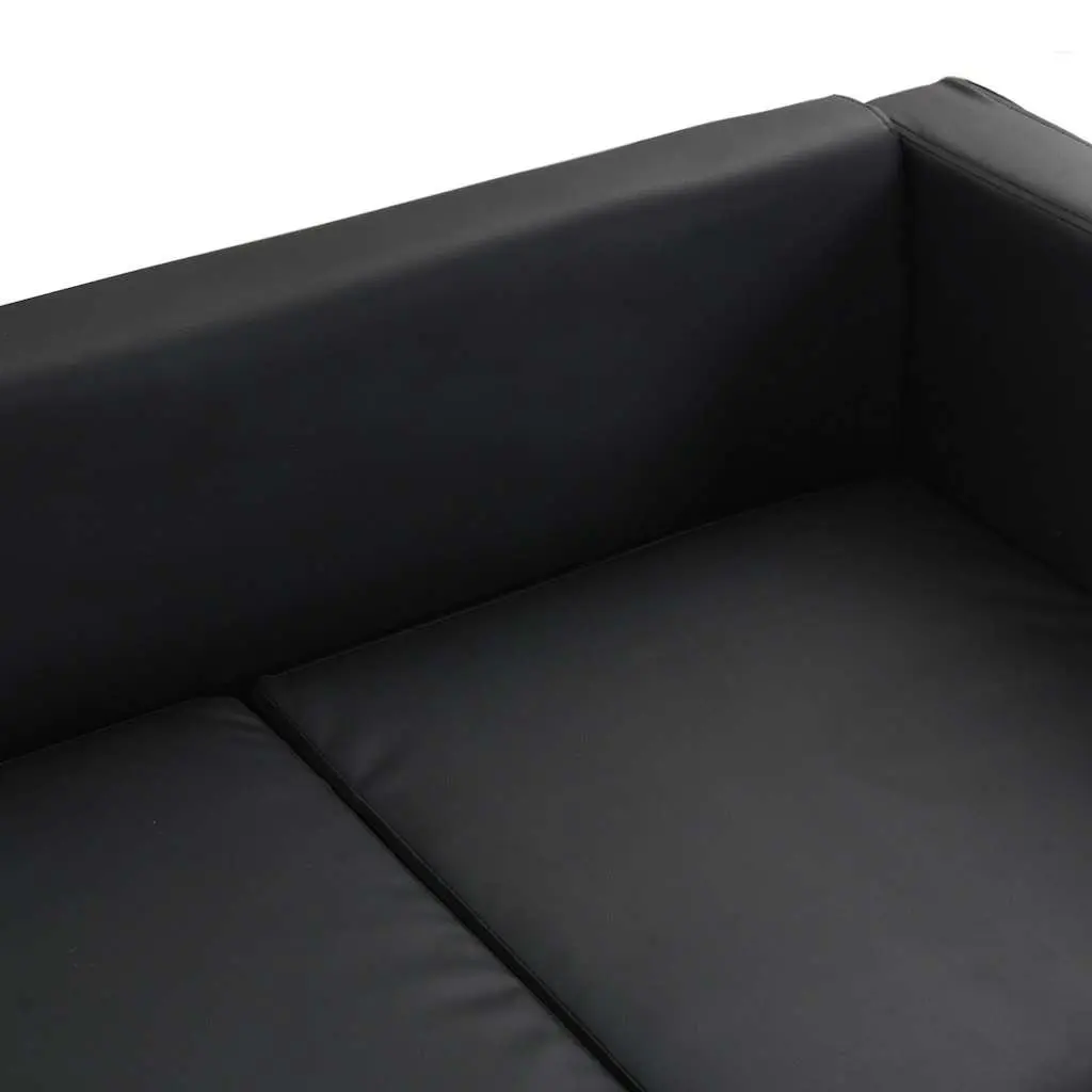 2-Seater Sofa Black Artificial Leather Compact Living Room Furniture
