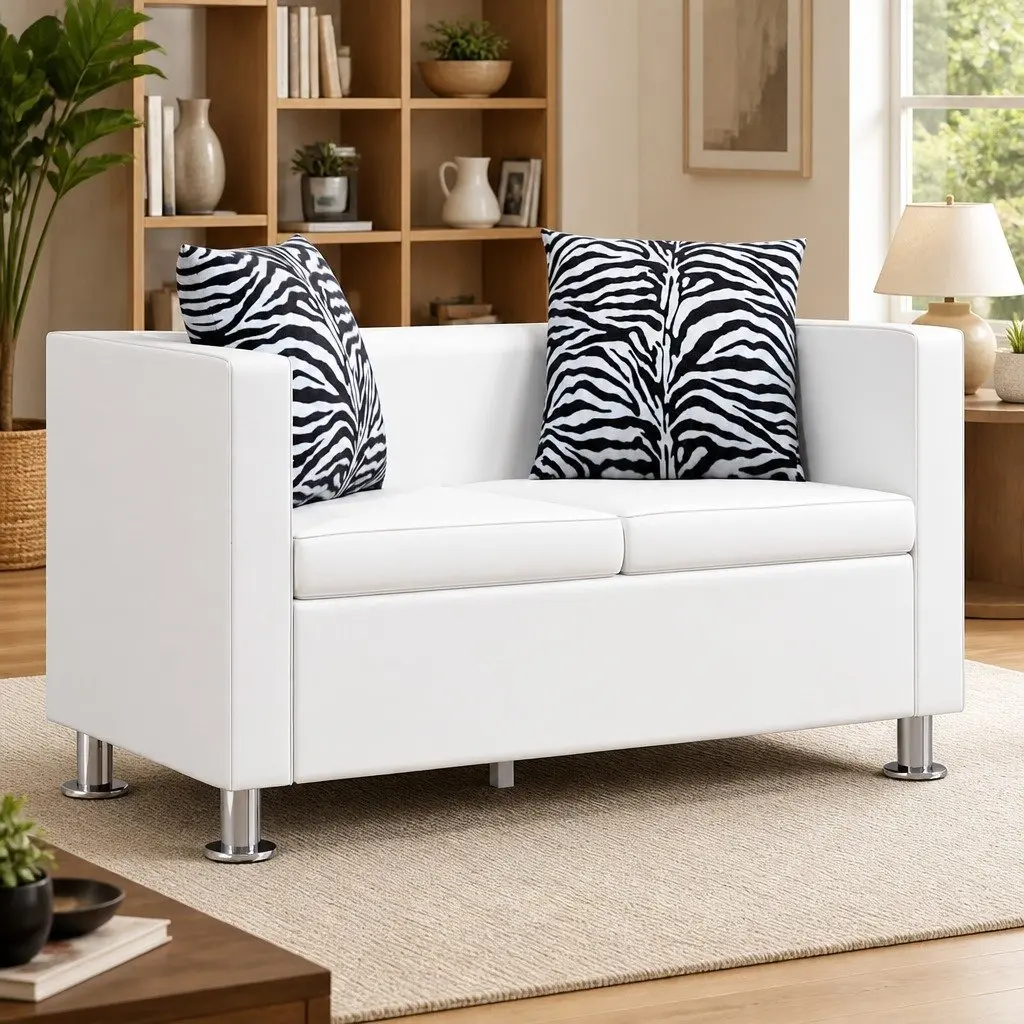 White 2-Seater Sofa with Comfort and Style