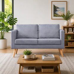 Comfortable Grey Fabric Couch with Removable Covers