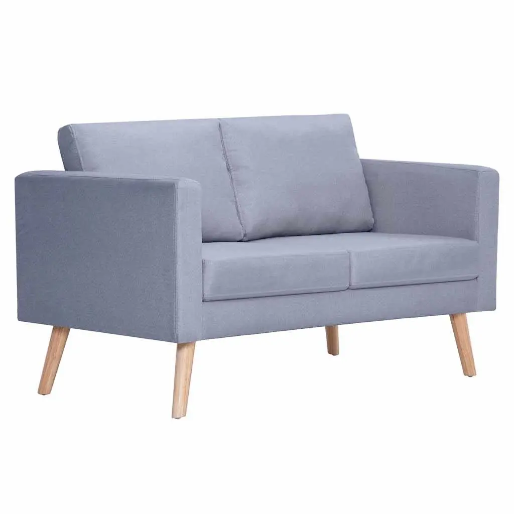 2-Seater Sofa Grey Fabric Couch Living Room Furniture