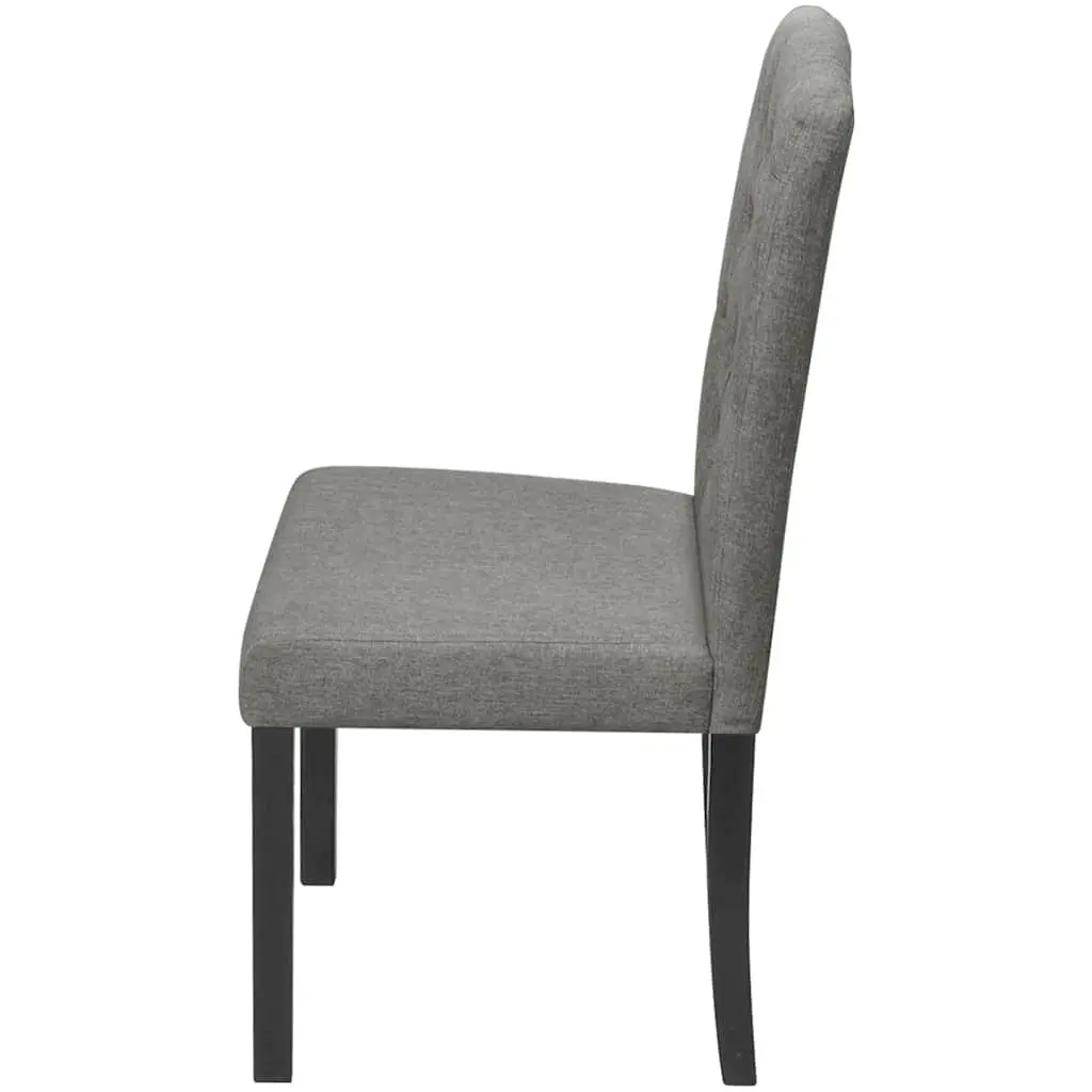 Dining Chairs Set of 2 Grey Upholstered Kitchen Seating Wooden Legs