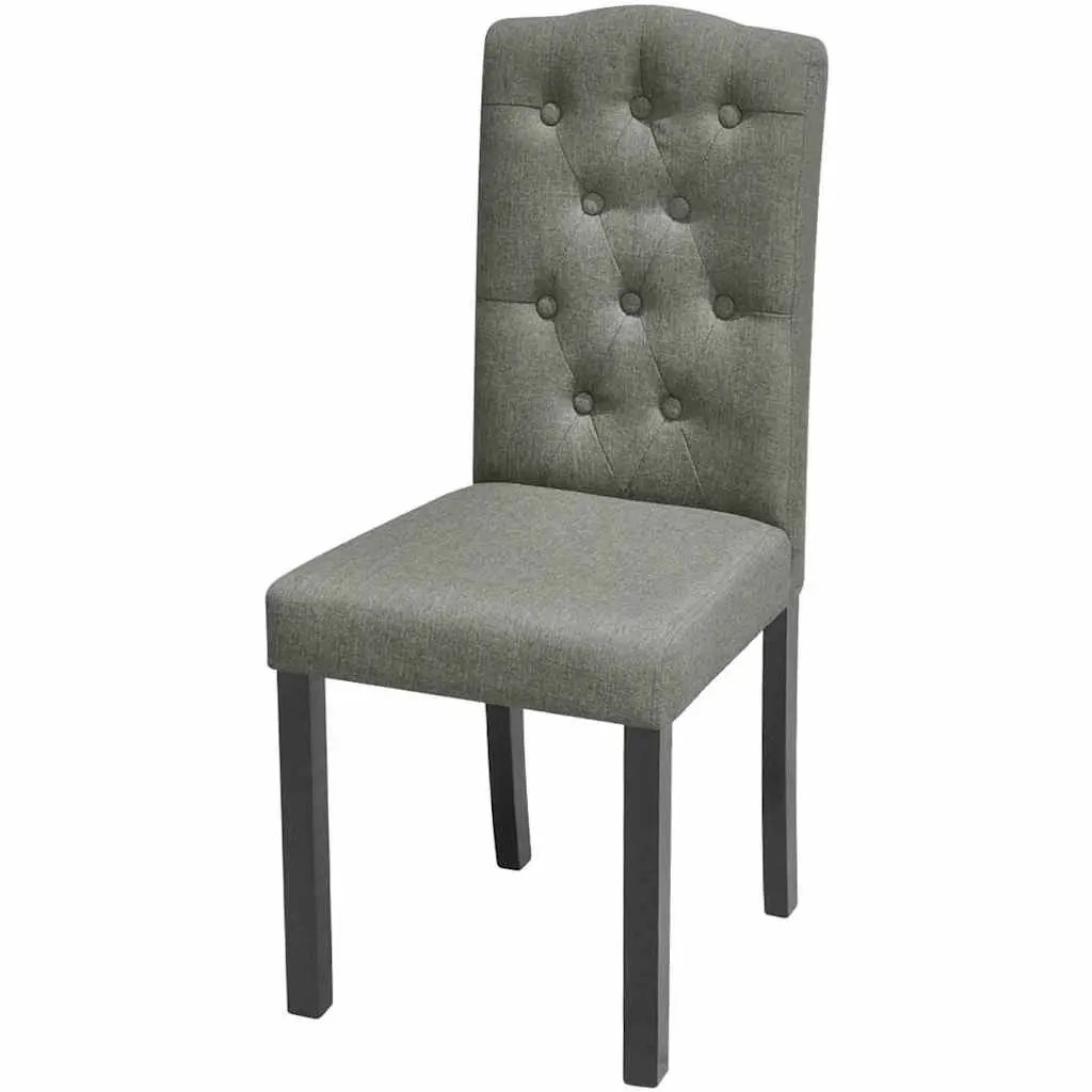 Dining Chairs Set of 4 Grey Upholstered Kitchen Seating with Wooden Legs