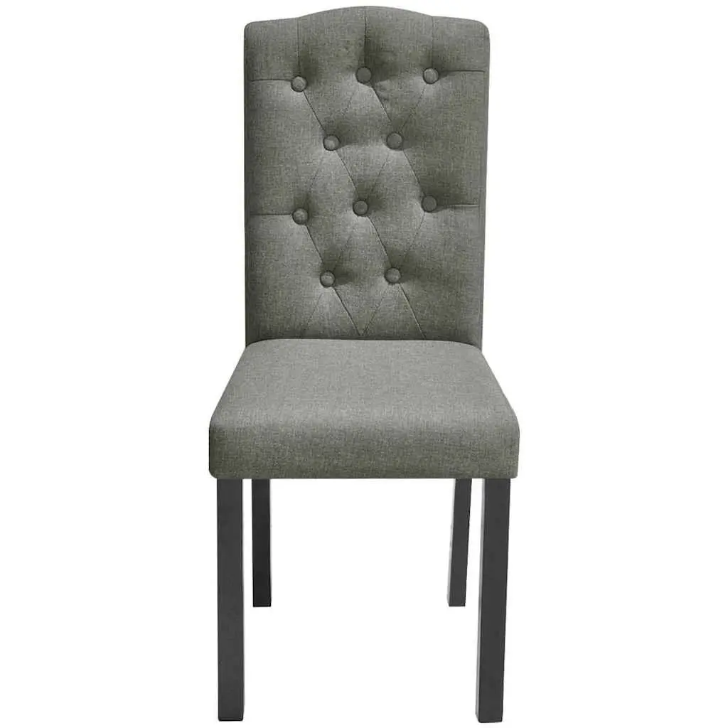 Dining Chairs Set of 4 Grey Upholstered Kitchen Seating with Wooden Legs