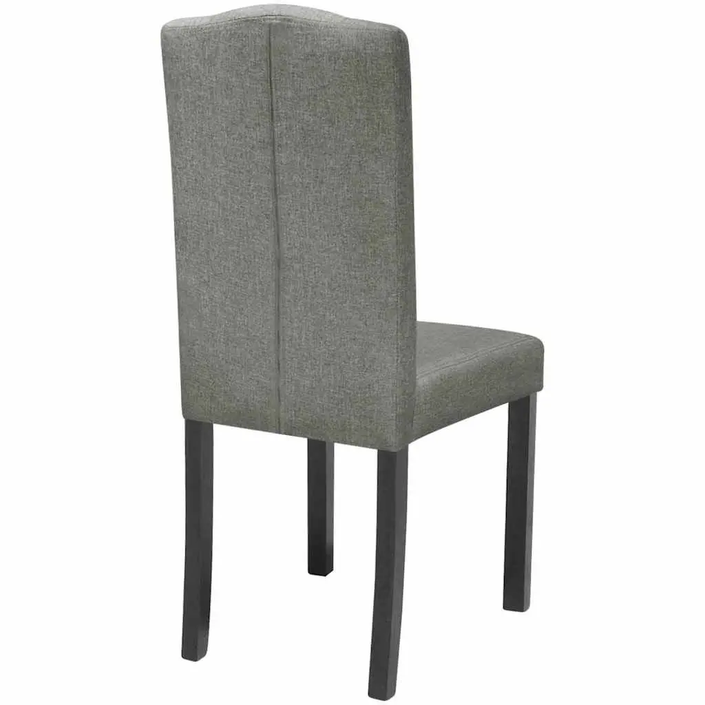 Dining Chairs Set of 4 Grey Upholstered Kitchen Seating with Wooden Legs