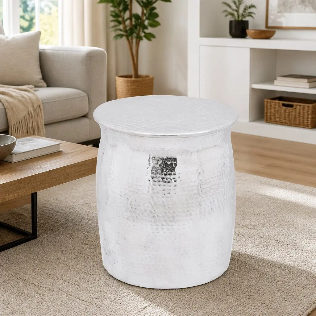 Hammered Aluminium Accent Table