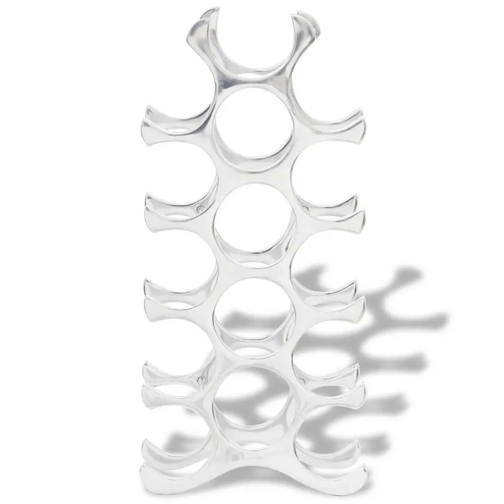 Wine Rack Silver Modern Storage Display Stand 15 Bottles
