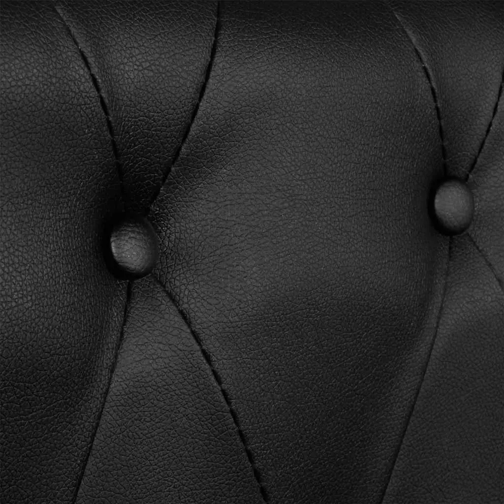 Chesterfield Sofa 2-Seater Home Office Use Black Tufted Studded Curved Arms Artificial Leather