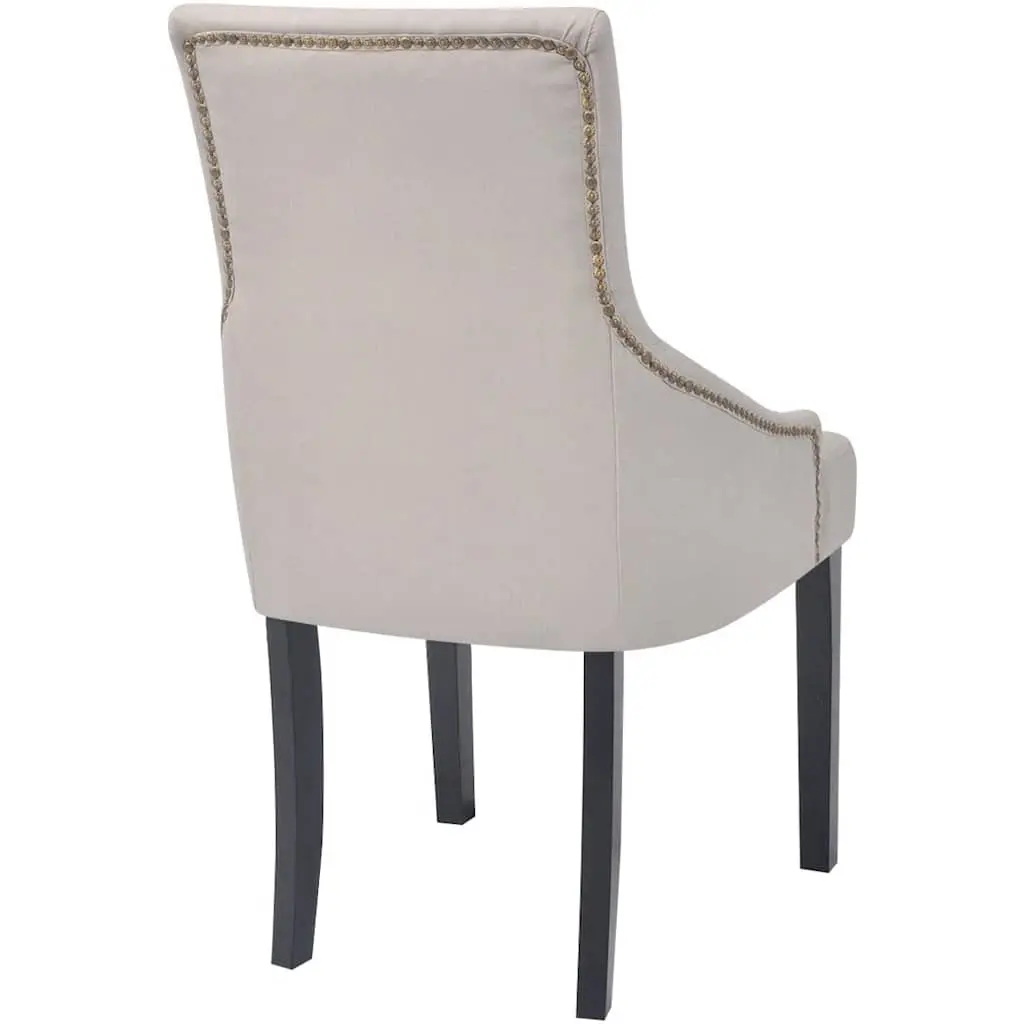 Dining Chairs 2 pcs Cream Fabric Armrests Padded Seat Backrest Kitchen Room