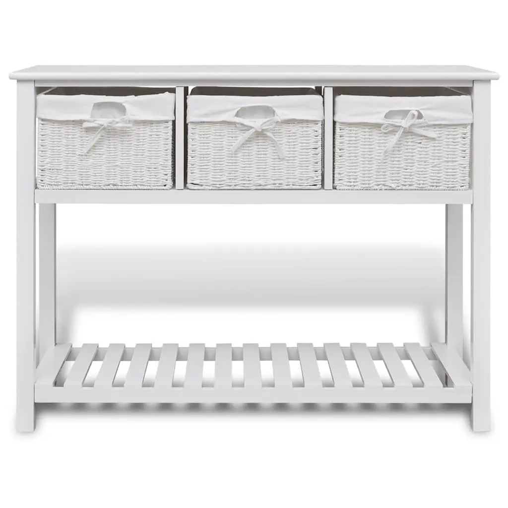 White Storage Sideboard with Woven Baskets Bedroom Hallway Bathroom