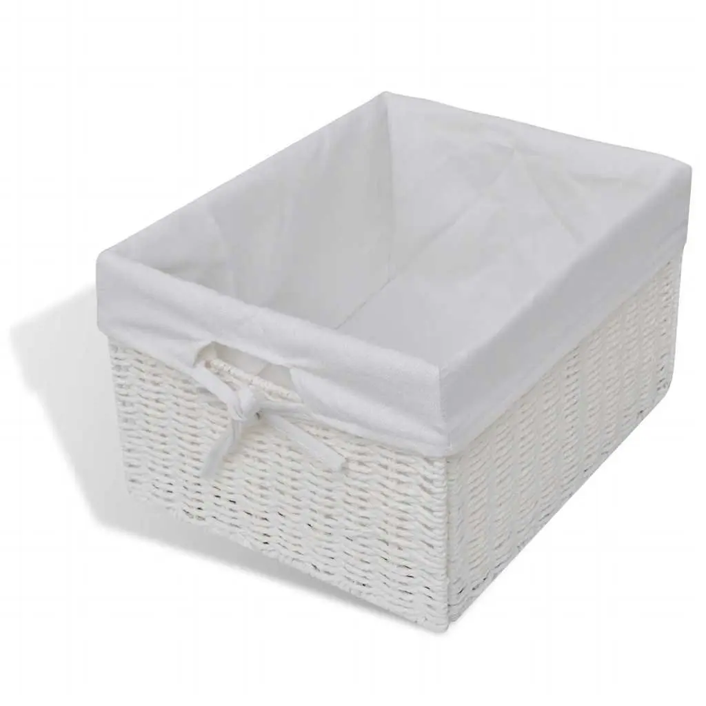 White Storage Sideboard with Woven Baskets Bedroom Hallway Bathroom
