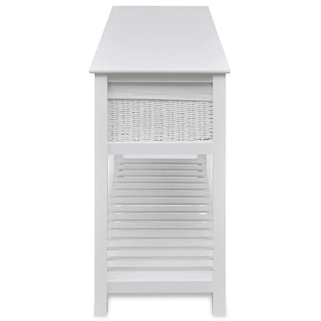 White Storage Sideboard with Woven Baskets Bedroom Hallway Bathroom