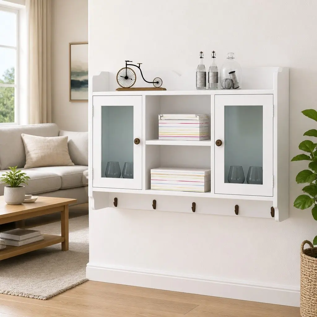 White MDF Display Cabinet