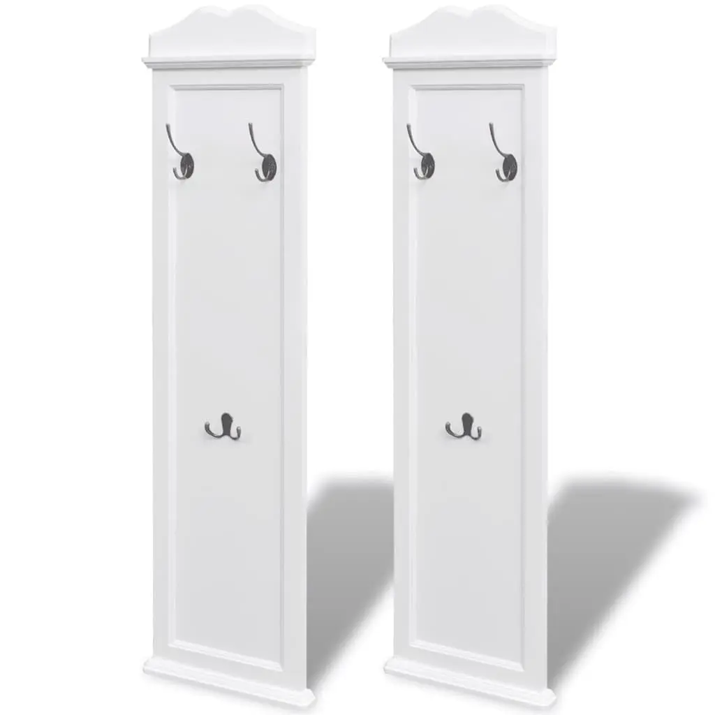 Coat Racks Baroque Style Organising 2 Pieces White Steel Hooks Home Decor