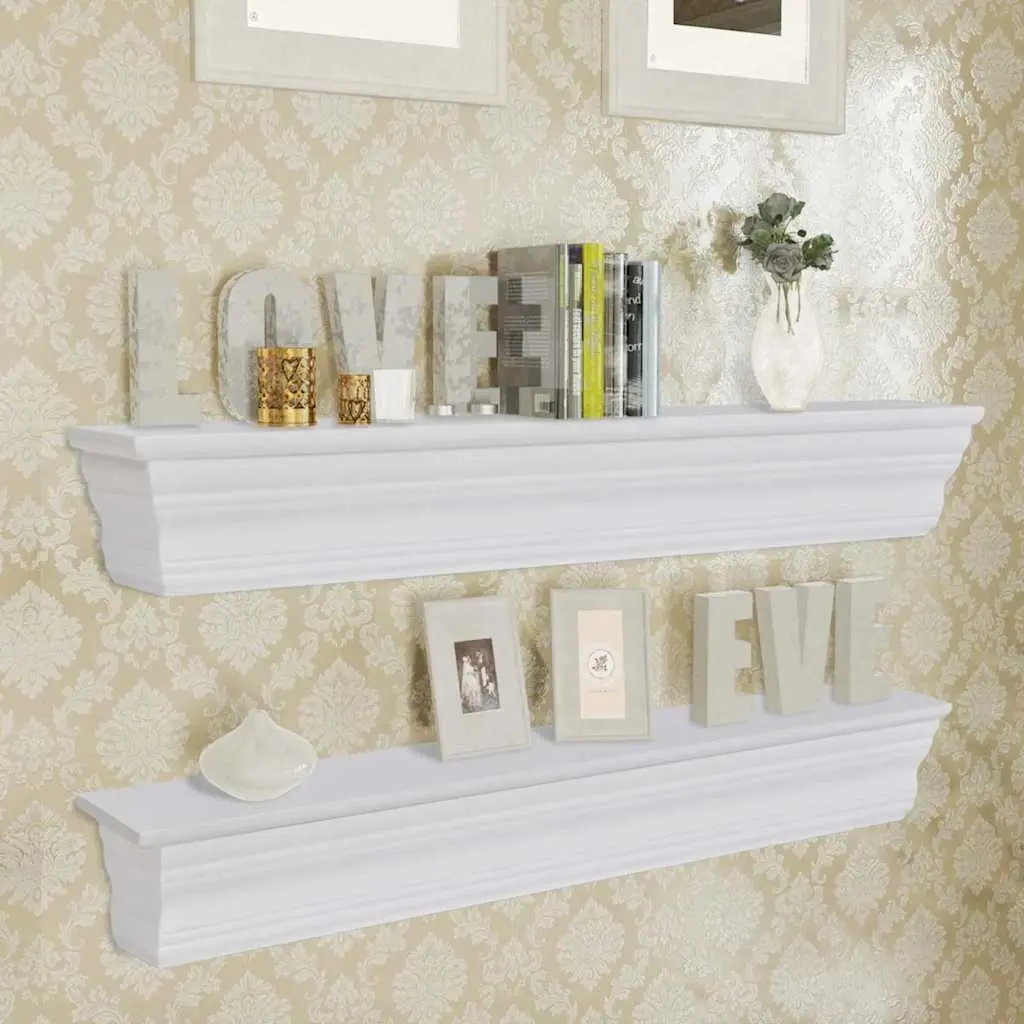 Wall Shelves White Baroque Style Floating Storage Bedroom Living Room Decor 2 Piece