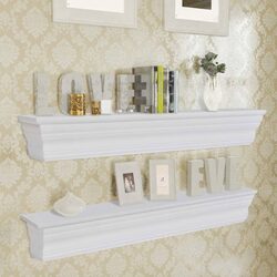 Chic White Baroque Wall Shelves for Display - 2 pcs