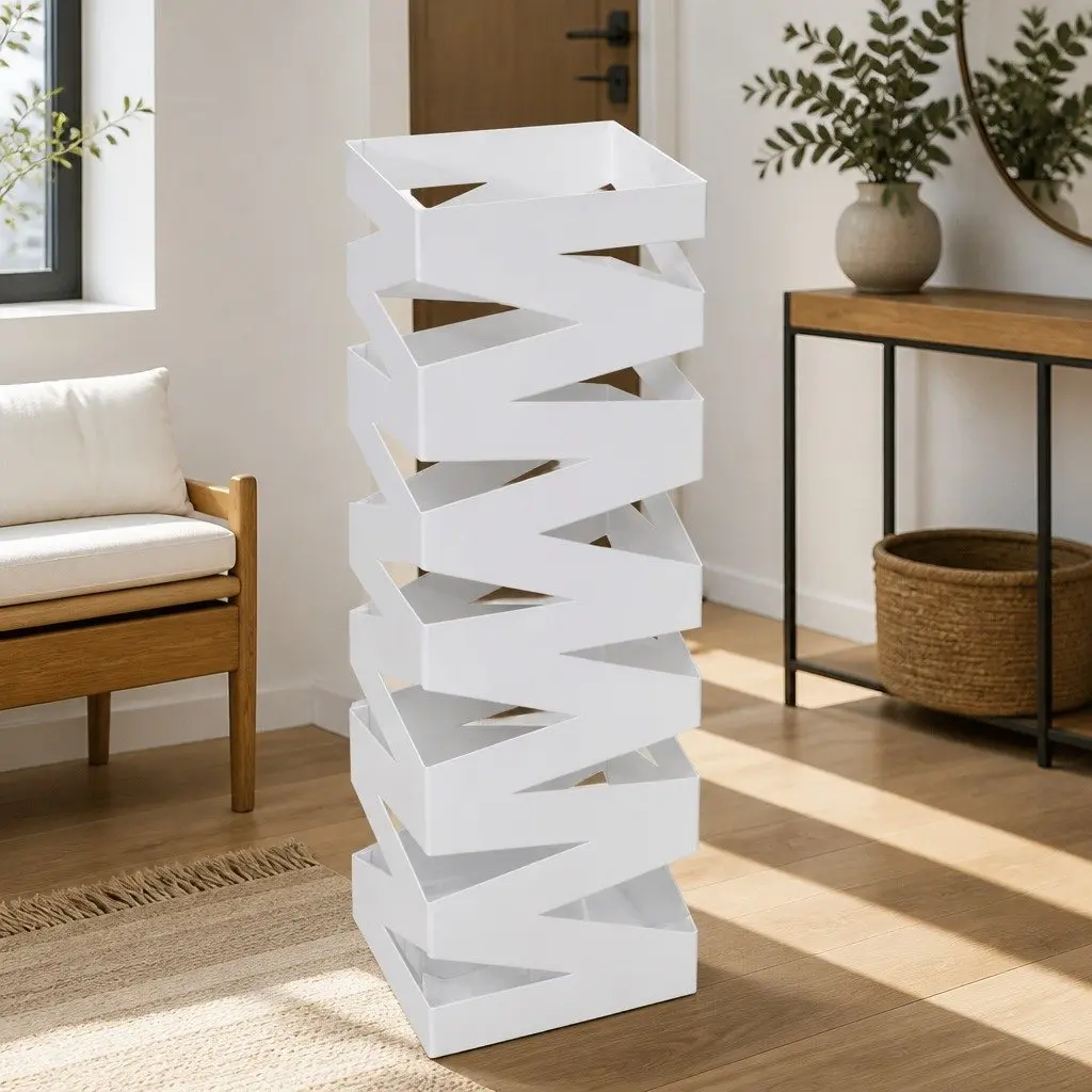 Umbrella Stand Storage Holder for Umbrellas Walking Sticks Trekking Poles 48.5cm White Steel
