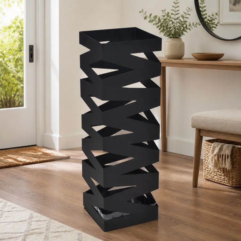 Umbrella Stand Storage Holder for Umbrellas Walking Sticks Trekking Poles 48.5cm Black Steel