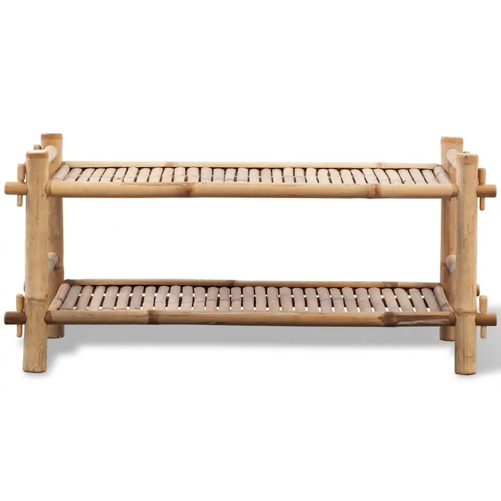 2-Tier Bamboo Shoe Rack Footwear Storage Organiser Brown
