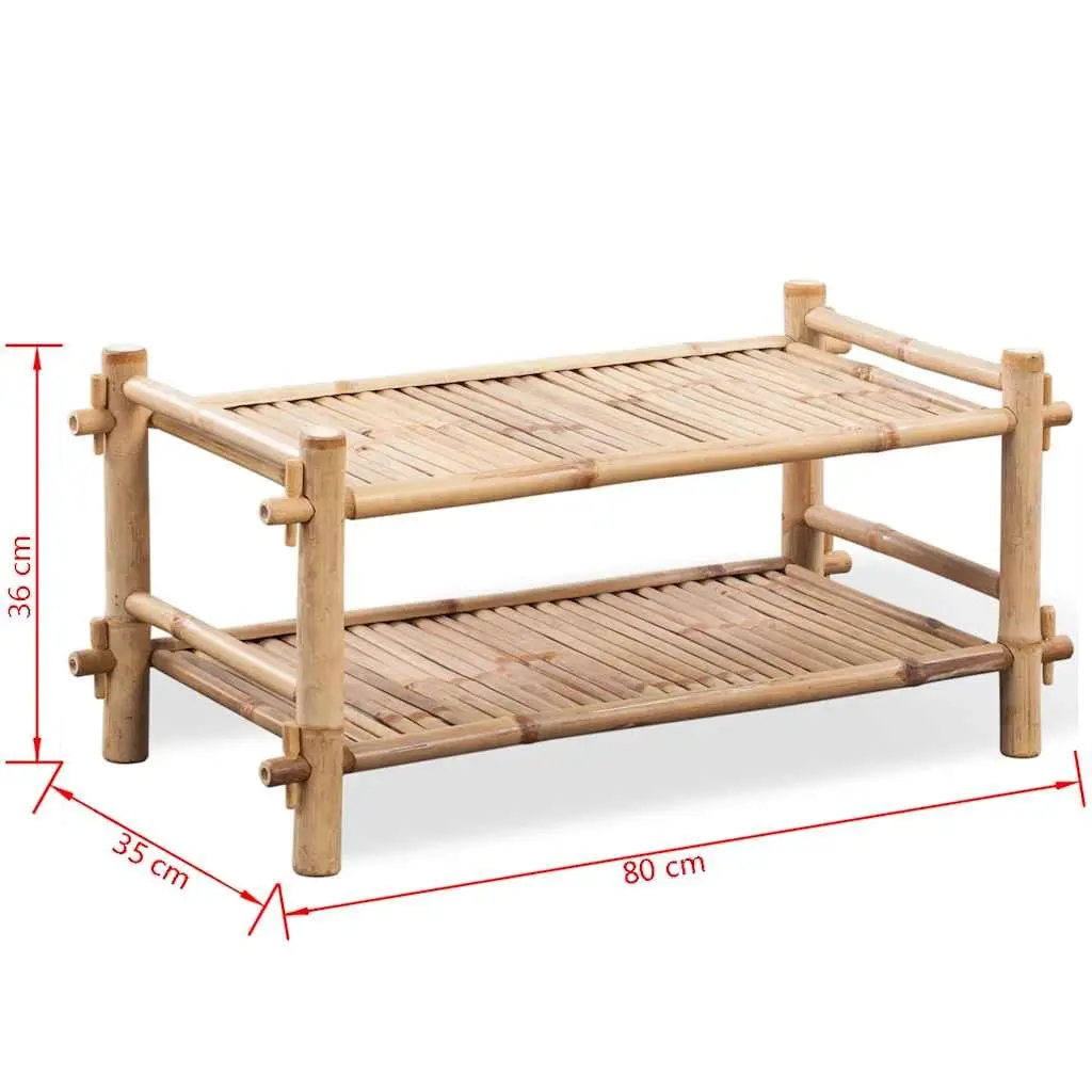 2-Tier Bamboo Shoe Rack Footwear Storage Organiser Brown