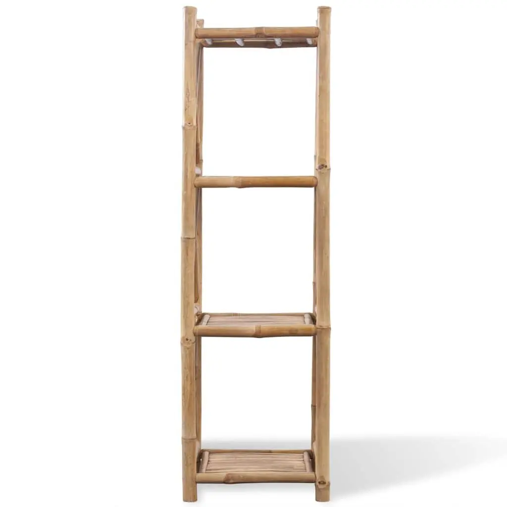 Bamboo Shelf 4-Tier Square Storage Rack Brown Display